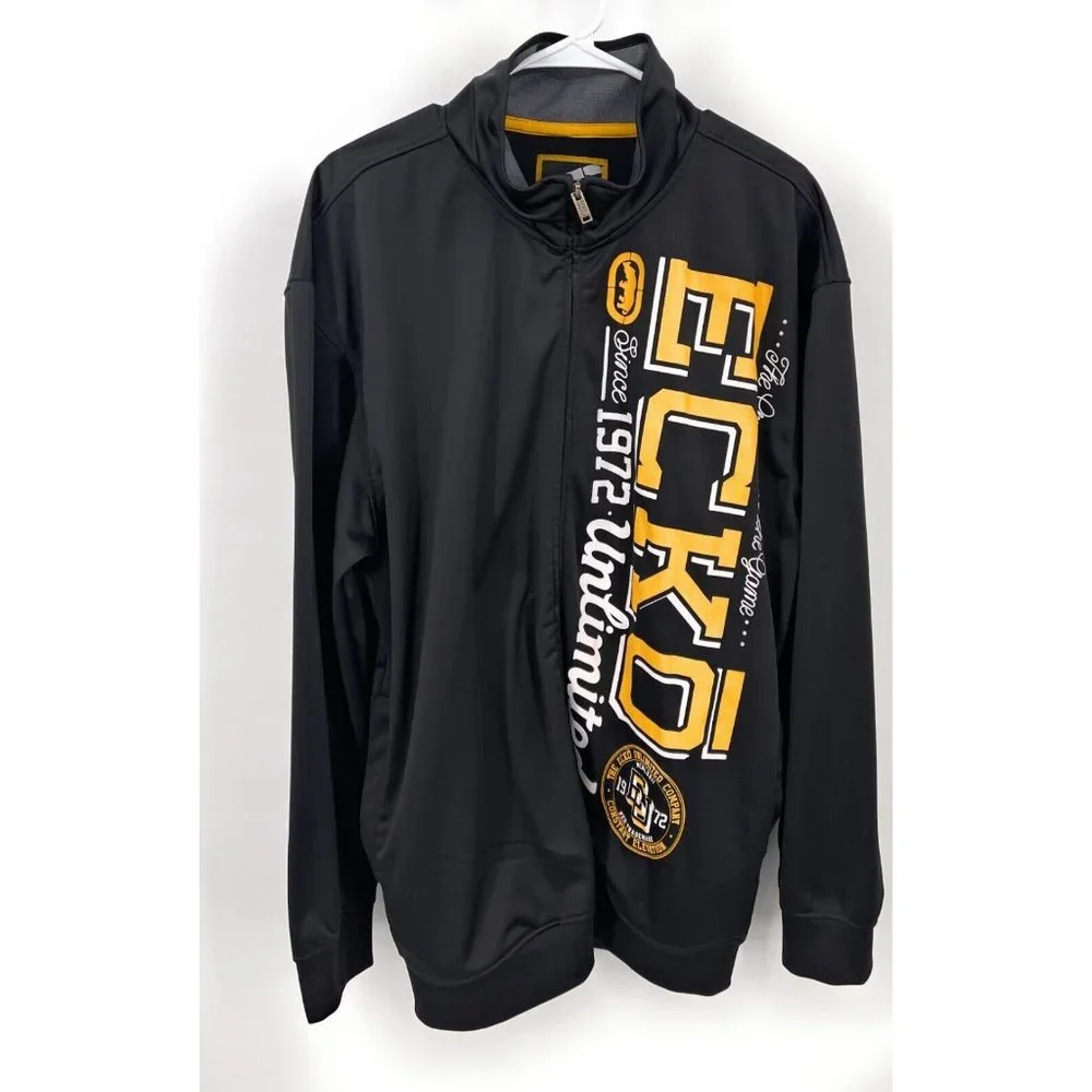ECKO Men's 2XL Black‎ Spell Out Zipper Sport Running Jacket